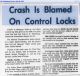 Crash is Blamed on Control Locks